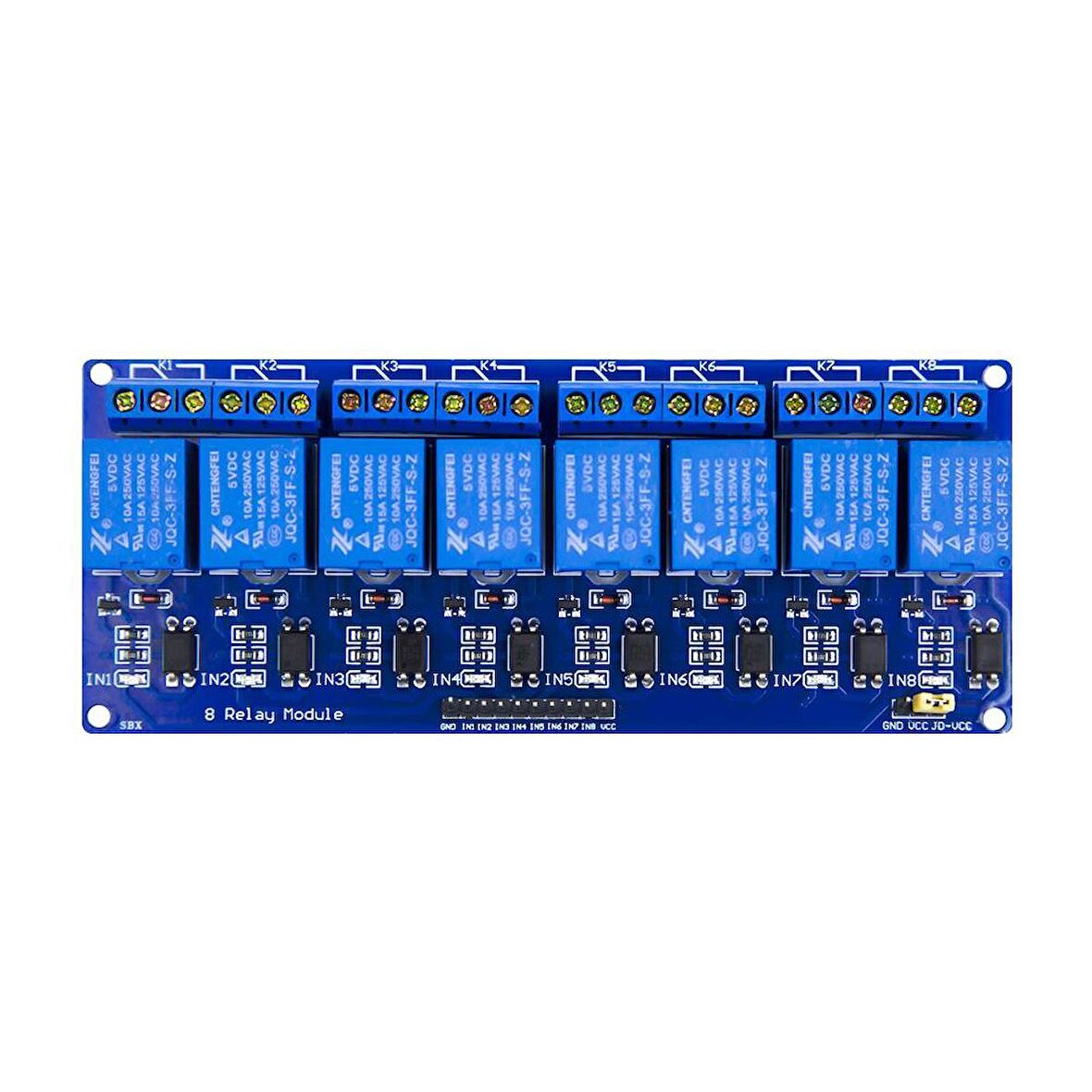 5V 8 Kanallı Optokuplörlü Röle