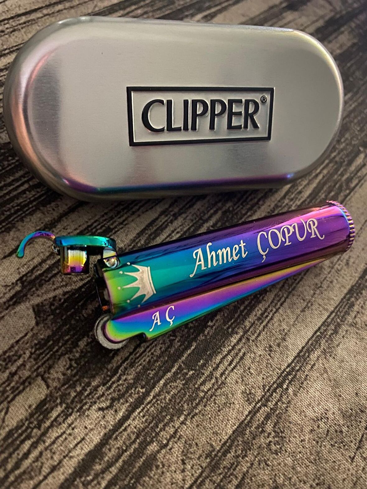 Benzinli Clipper Metal Çakmak Gökkuşağı