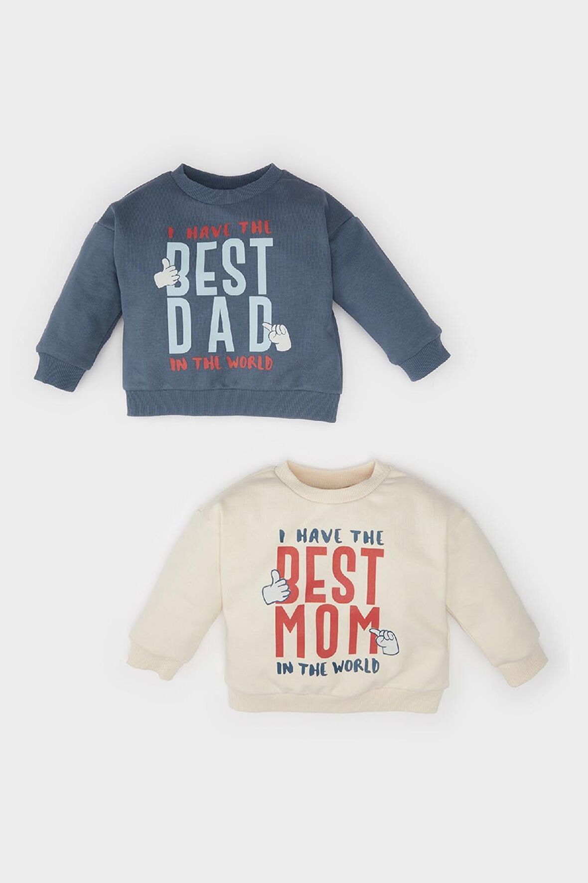 DeFacto Erkek Bebek Bisiklet Yaka Baskılı İçi Yumuşak Tüylü 2'li Sweatshirt D5785A524WNIN257