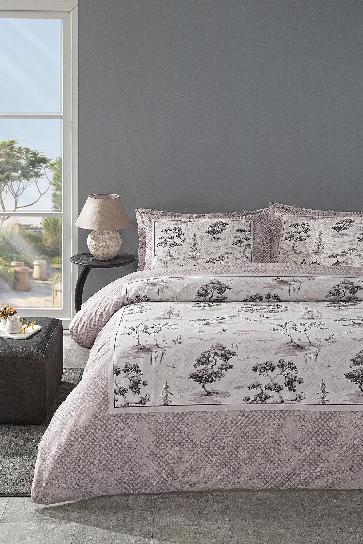 Özdilek Toile De Jouy Çift Kişilik Lastikli Fitted Çarşaf Nevresim Takımı