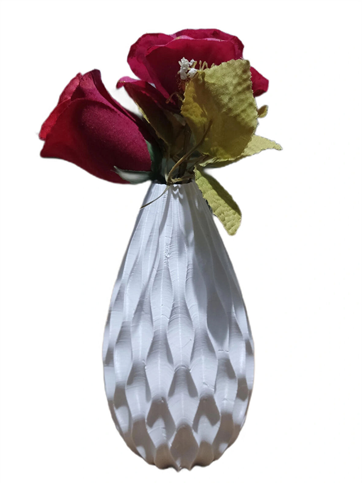 3D Baskı Spiral Desenli Dekoratif Vazo 18 cm - Beyaz