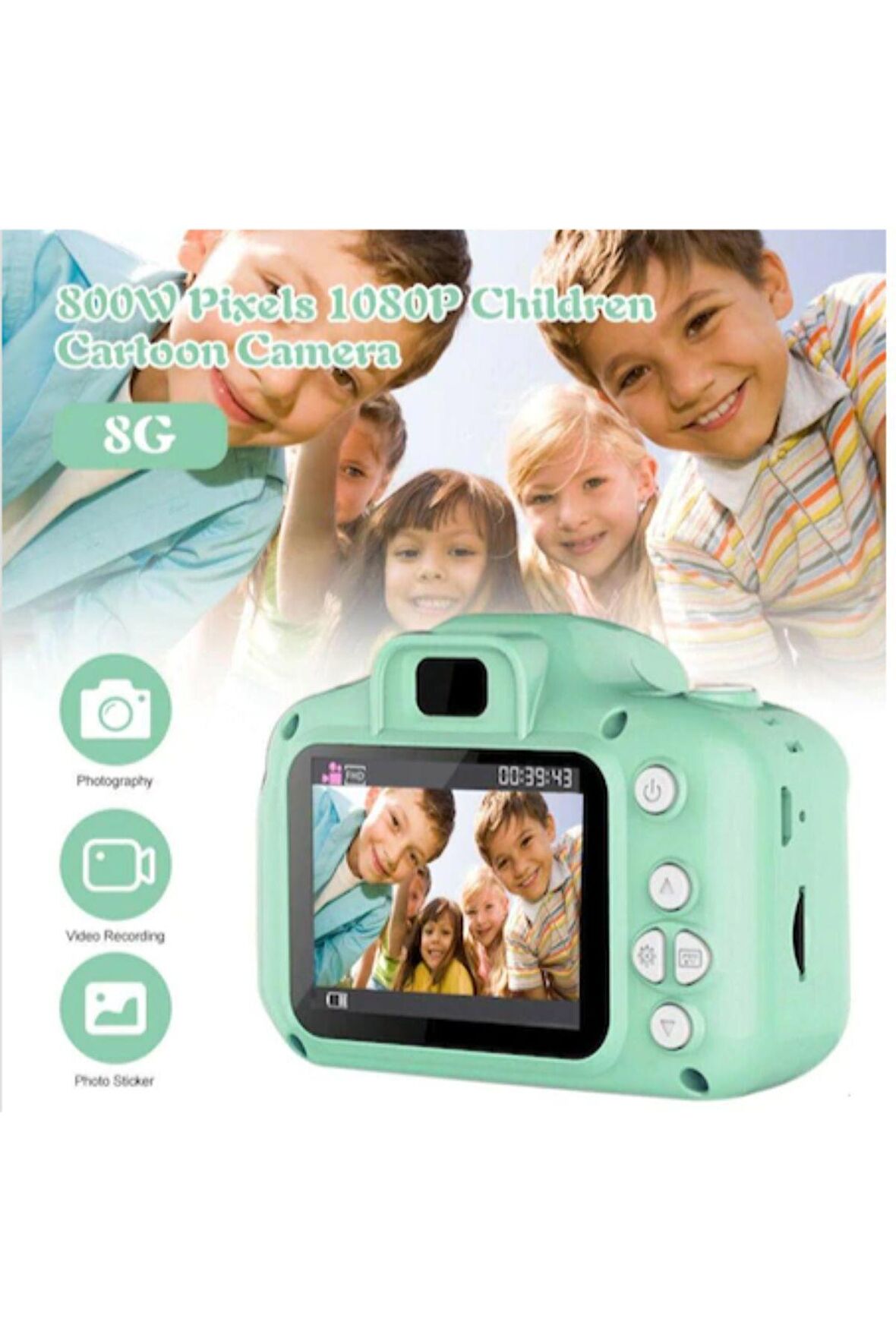 qasul Mini Eğitici Çocuk Dijital Fotoğraf Makinesi 5 Adet Oyun+video+fotoğraf Çekimi