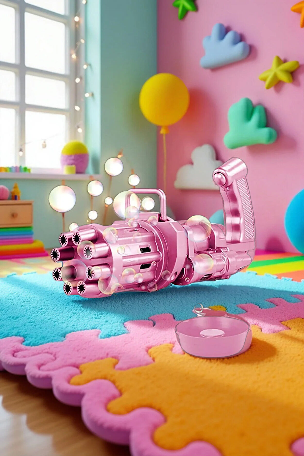 Pilli Köpüklü Oyuncak Köpük Makinesi Tabancası Bubble Machine +baloncuk Likitli Eğitici Oyuncaklar