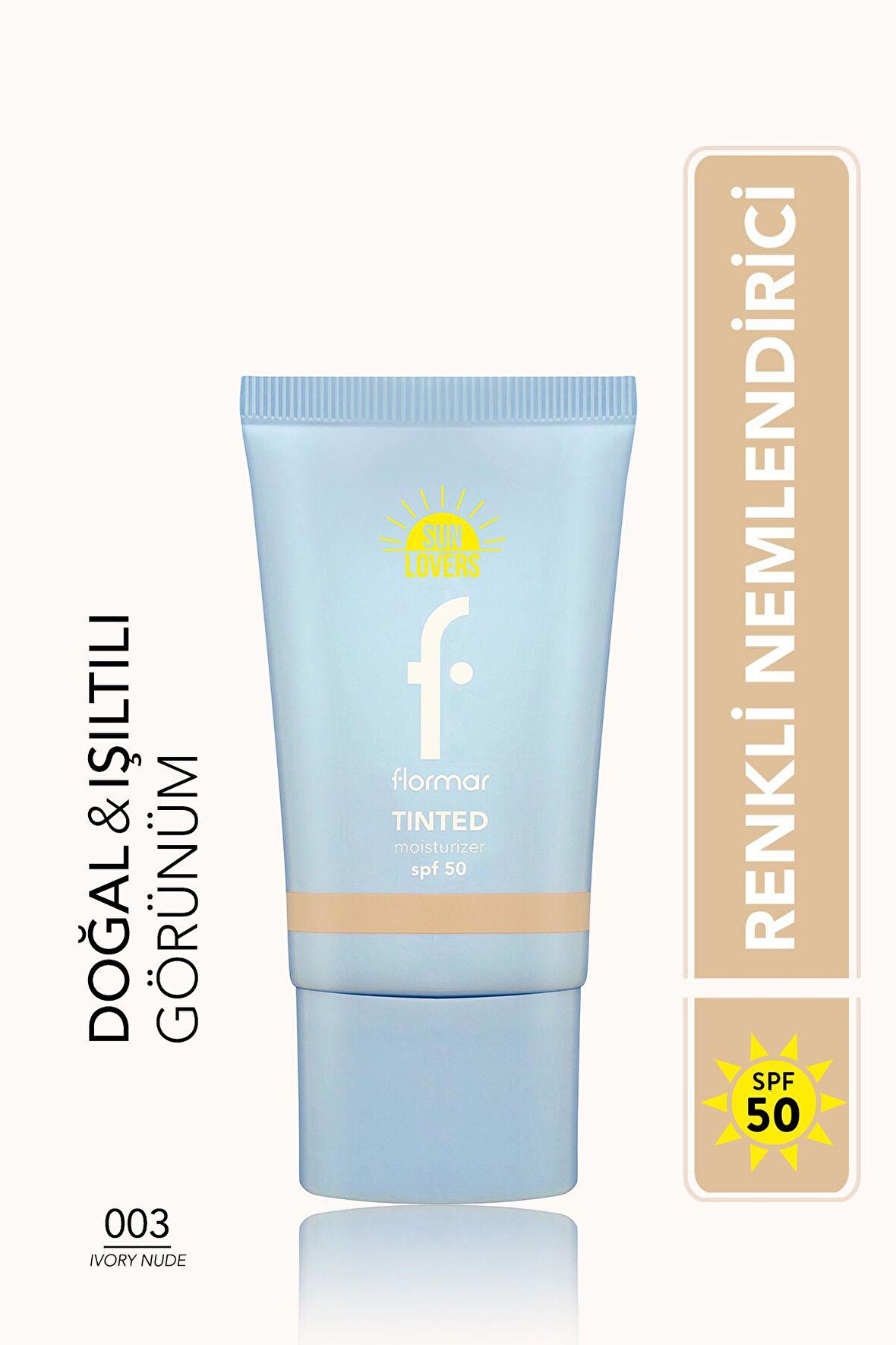 Flormar Sun Lovers Nemlendirici Etkili & Doğal Bitişli Renkli Güneş Koruyucu Spf50-003 Ivory Nude
