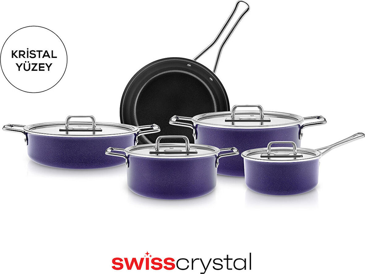 Karaca Swiss Crystal Mastermaid 9 Parça Tencere Seti Crape Purple