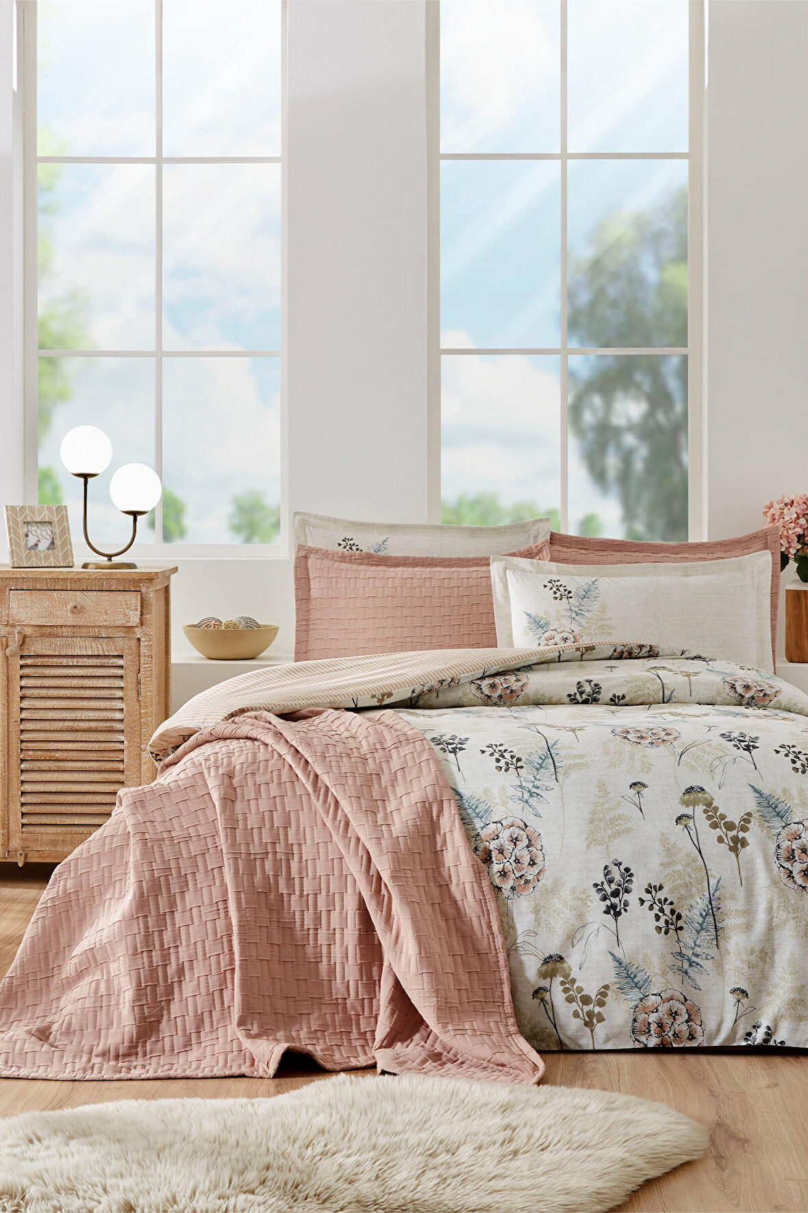 Özdilek Phlox Çift Kişilik Yatak Örtülü Nevresim Takımı