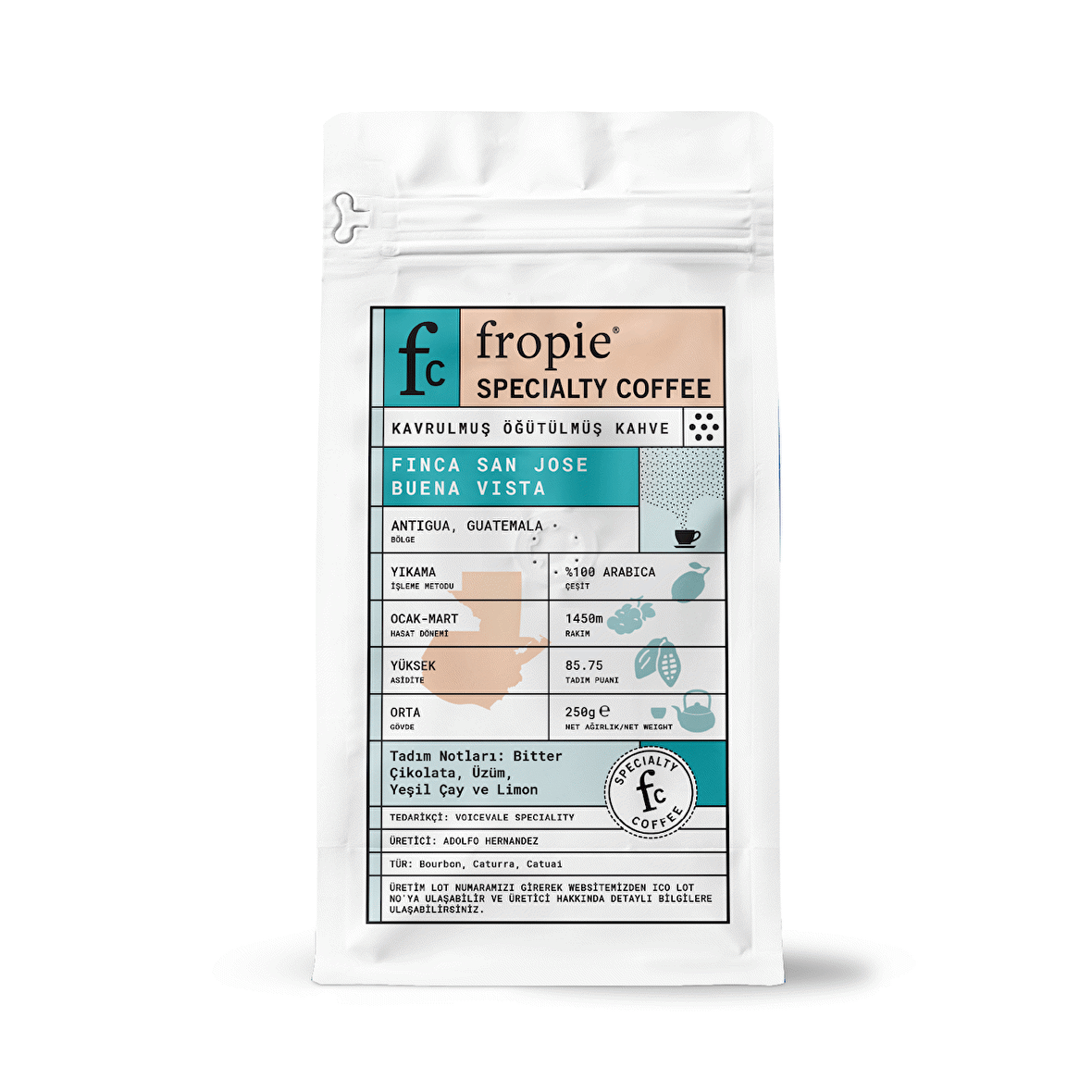 Fropie Orta İçim Öğütülmüş Guetamala Filtre Kahve 250 gr