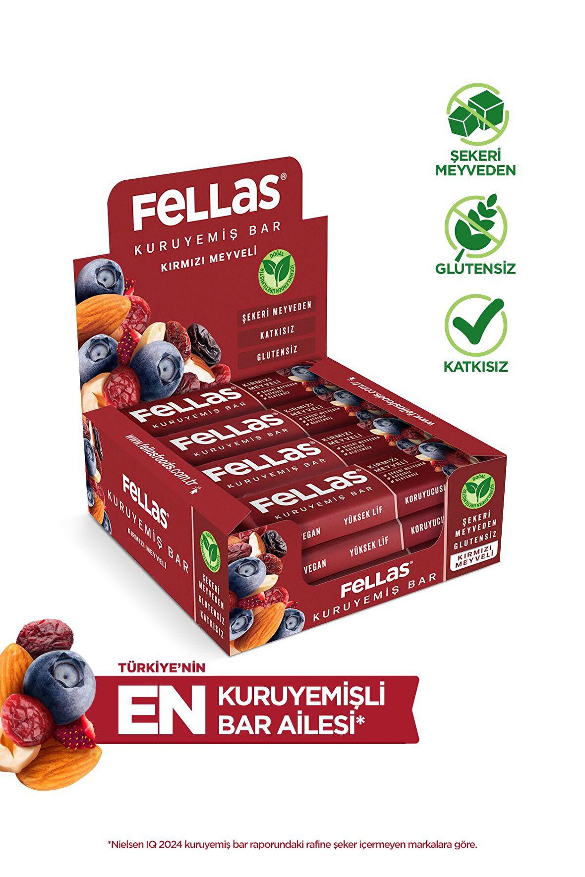 Kırmızı Meyveli Kuruyemiş Bar 30 gr X 12 Adet