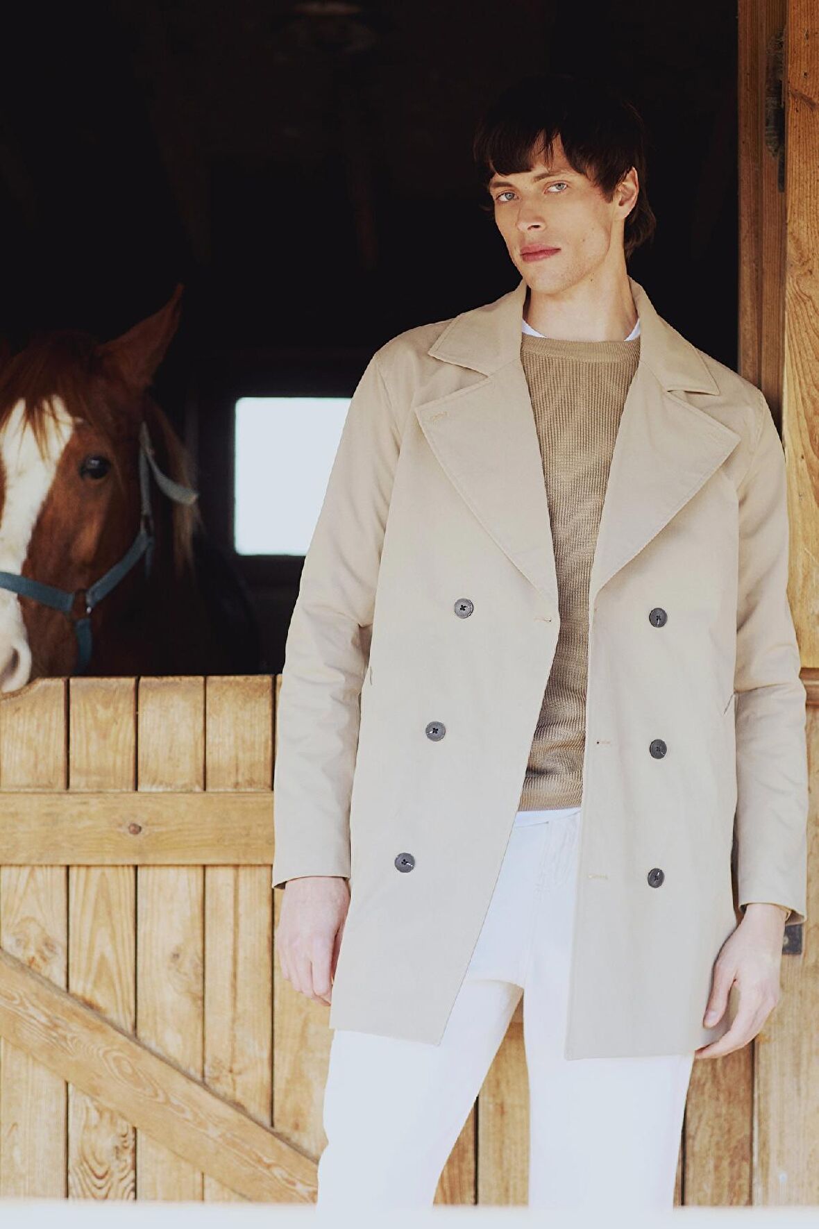 Slim Fit Dar Kesim Düğmeli Kemerli Trençkot