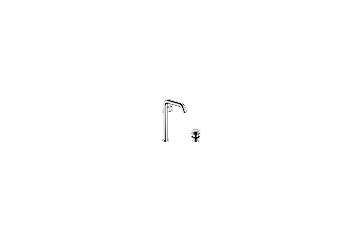 Hansgrohe 73370000 Tecturis S Tek Lavabo Bataryası 240 İnce CoolStart EcoSmart+ Basmalı Aç Atık Seti, Krom, Çıkış Yüksekliği 240 mm