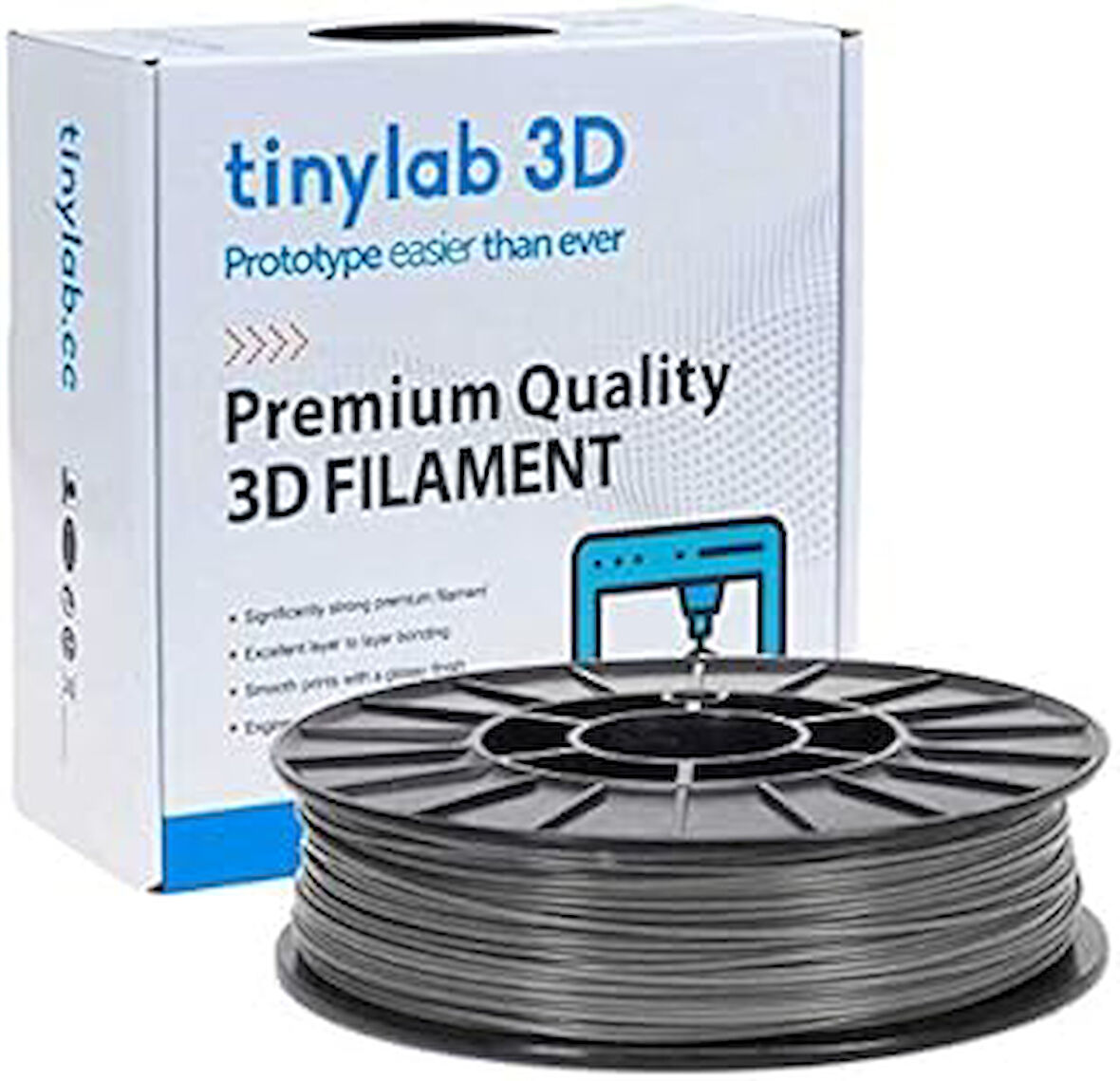 TinyLab 3D 1.75mm 1000gr Gri PLA Filament 190-220°C Baskı Sıcaklığı - Yüksek Kalite, Çevre Dostu, Mükemmel Yapışma ve Pürüzsüz Yüzey