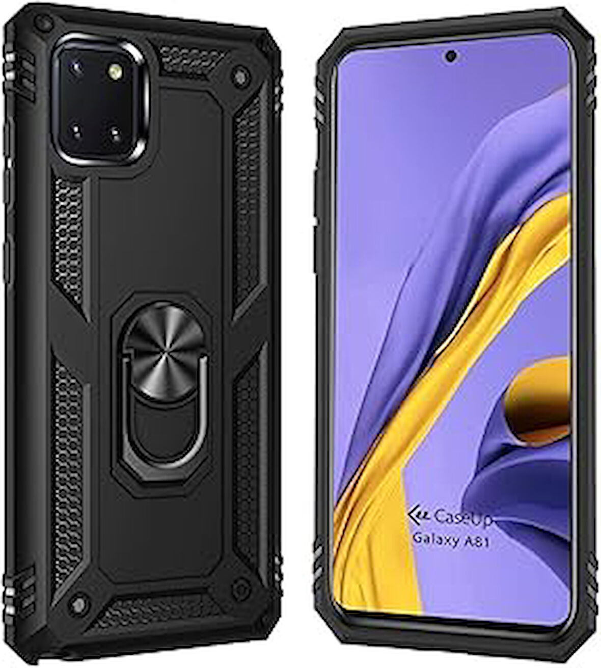 CaseUp Galaxy A81, CaseUp Magnetic Ring Uyumlu Kılıf Siyah