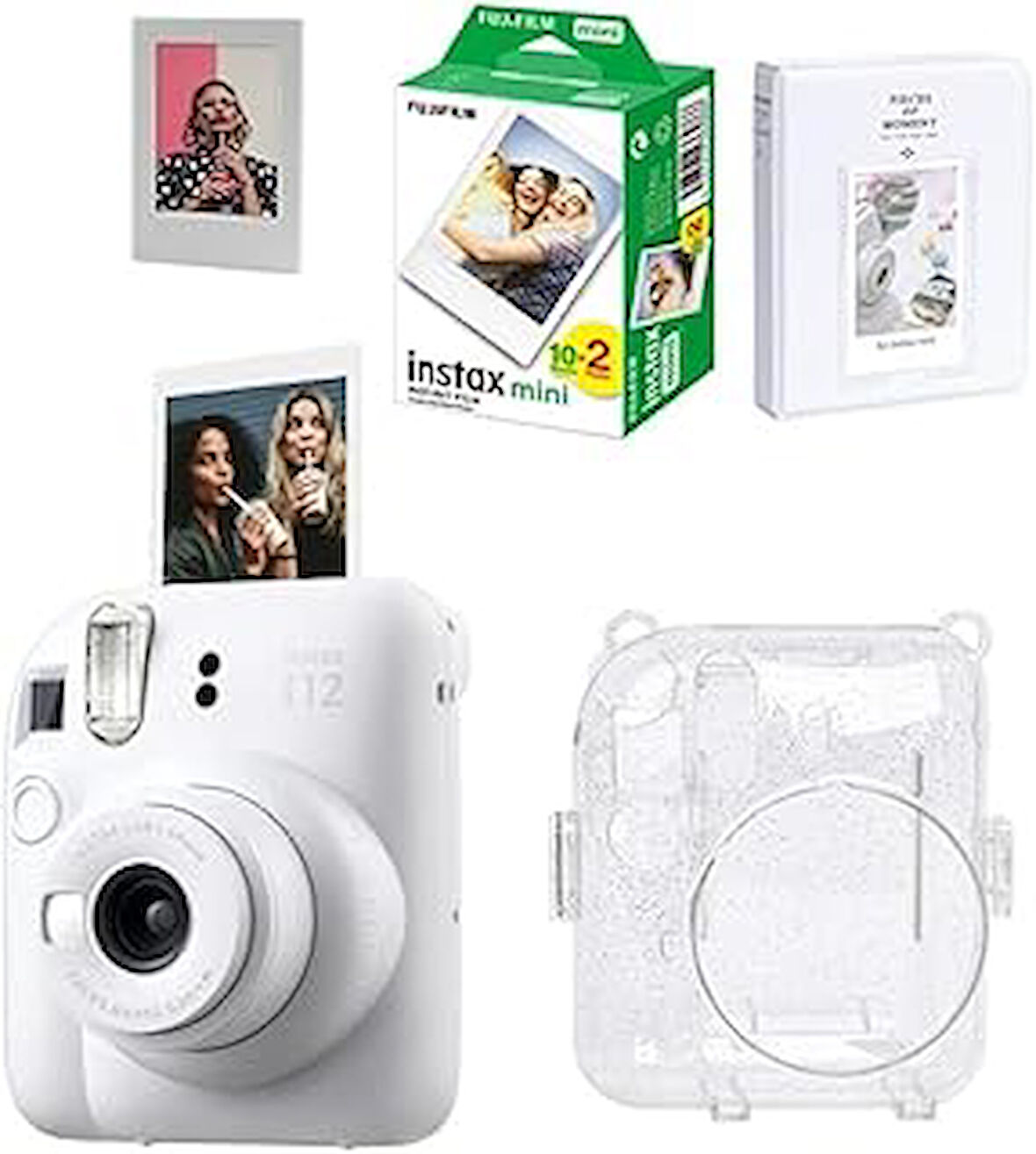 Fujifilm Instax Mini 12 Fotoğraf Makinesi-20li Film-Simli Pleksi Kılıf-64lü Albüm ve Mıknatıslı Çerçeve Set 1