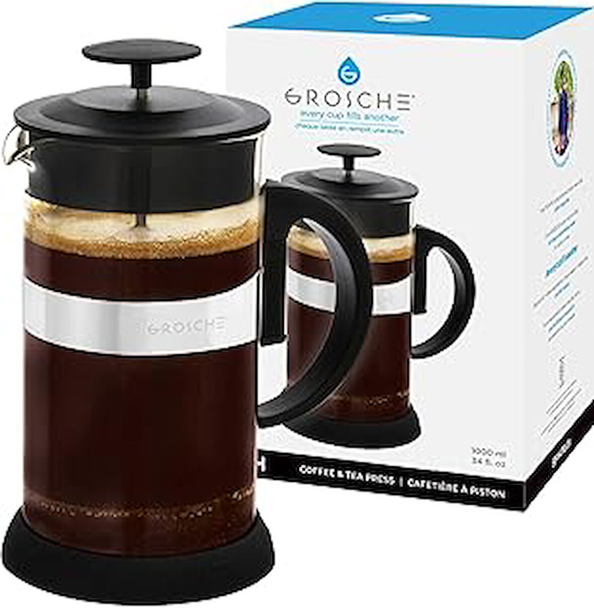 Grosche Zurich French Press Siyah 8 Cup 1000 ml