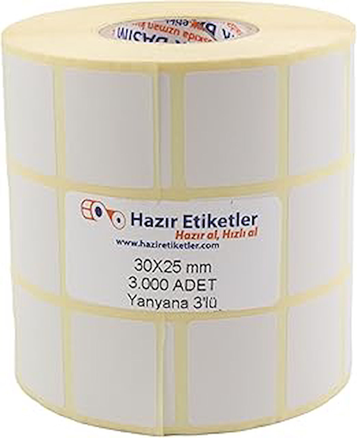 hazır etiketler , hazır al hızlı al Eko Termal Etiket, 30mm x 25mm 3000 Adetli 3lü Yan Yana Sarılmış Rulolar 40mm Kuka Çapında Direk Termal Transfer Etiketi