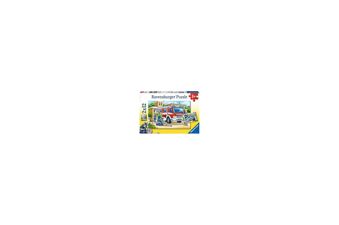 Ravensburger 75744 Polis ve İtfaiye Puzzle, 2x12 Parça, Çok Renkli