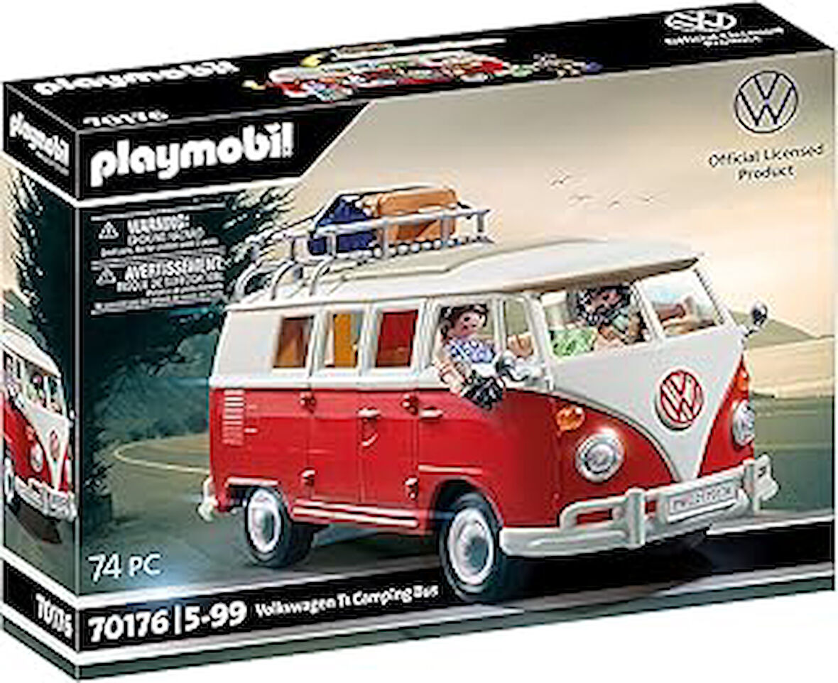 Playmobil 70176 Volkswagen T1 kamp otobüsü, otomobil tutkunları, otomobil tutkunları için koleksiyon parçası, koleksiyoncular için oyuncak, 5 yaş ve üzeri çocuklar için uygun oyun seti