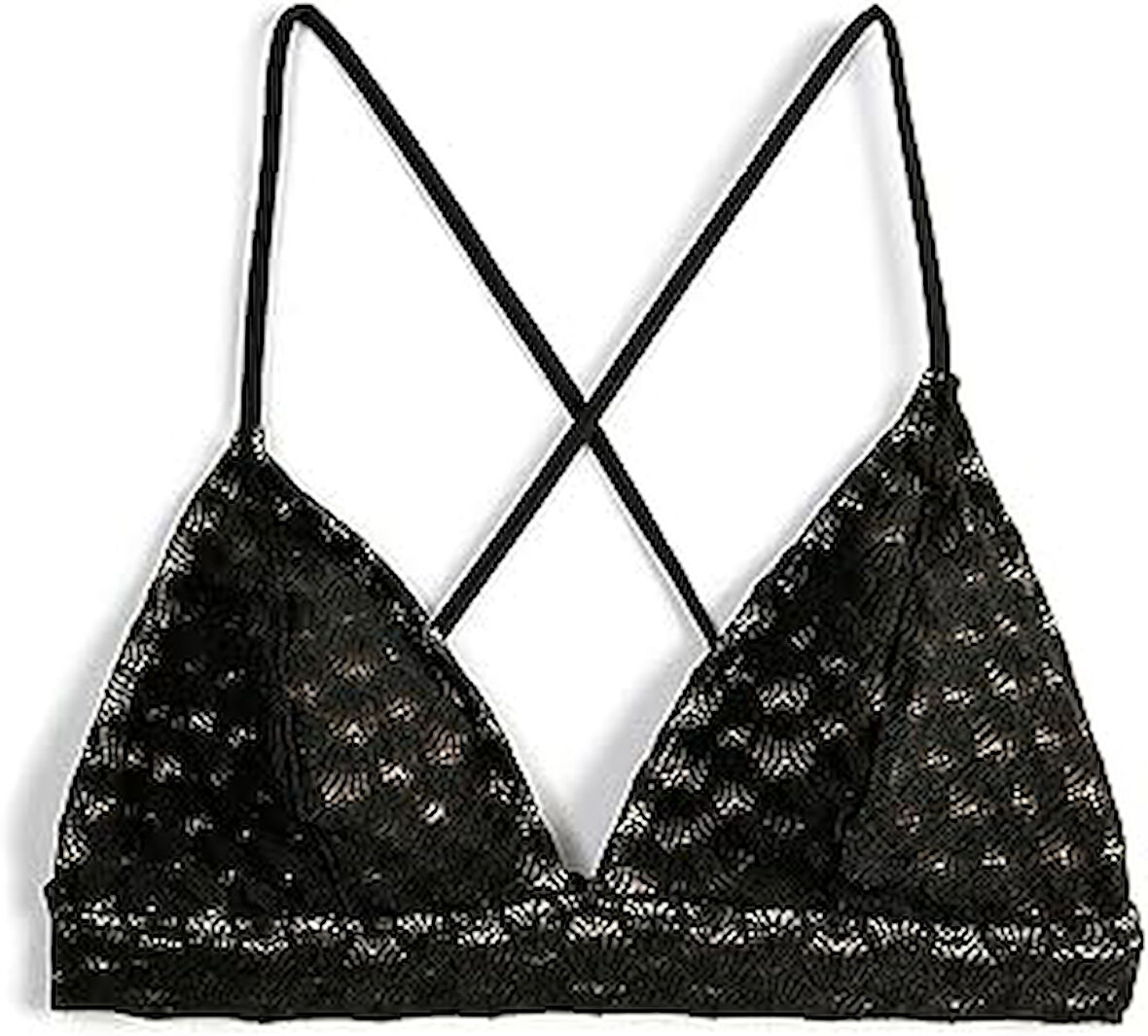 Bralet Bikini Üstü Üçgen Dantelli Çapraz Askılı