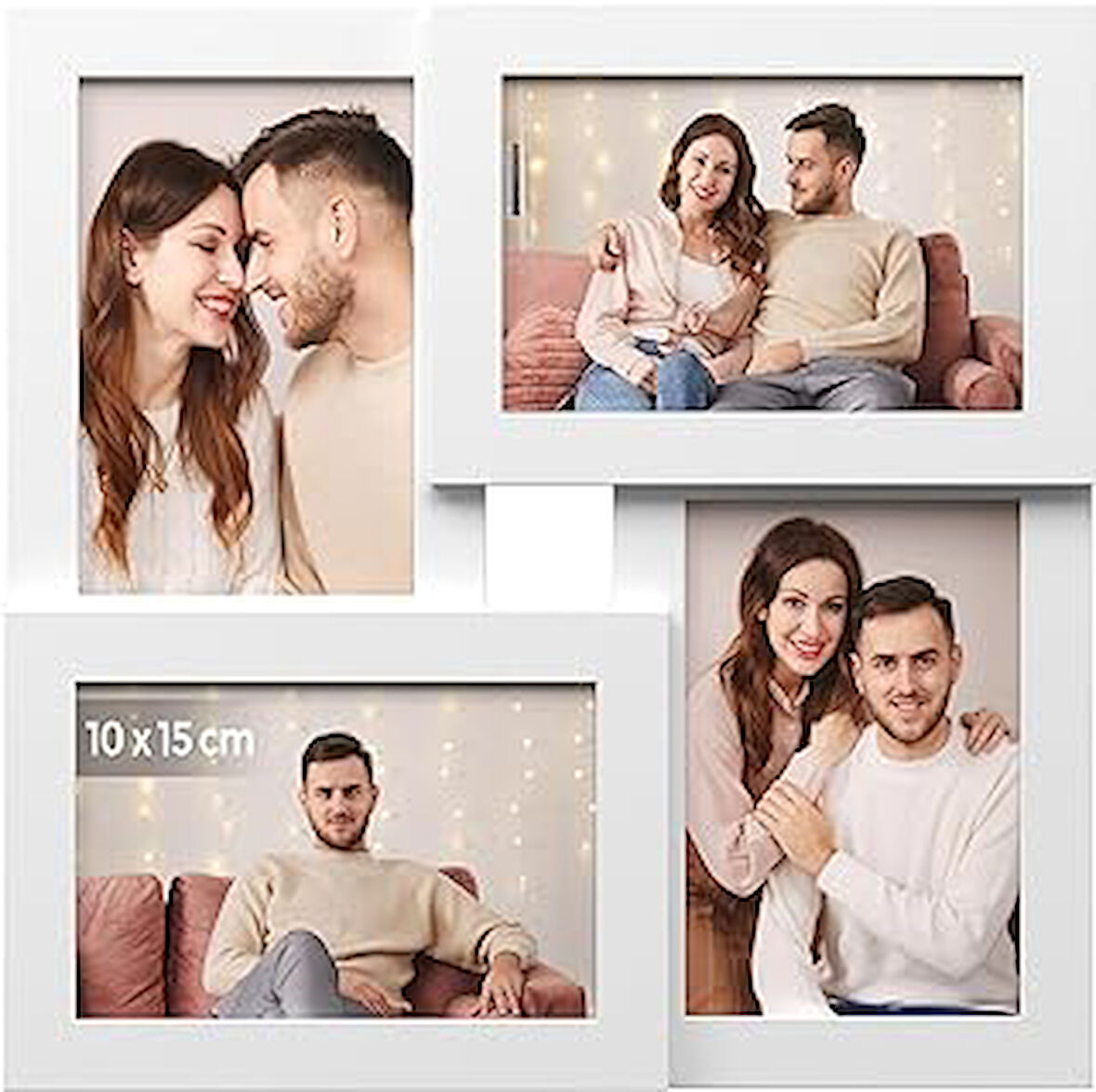 SONGMICS 4 fotoğraf için resim çerçevesi kolajı, 10 x 15 cm RPF25WT