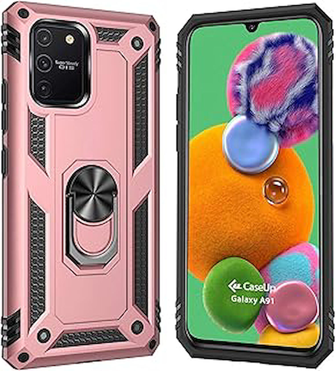 CaseUp Galaxy A91, CaseUp Magnetic Ring Uyumlu Kılıf Rose