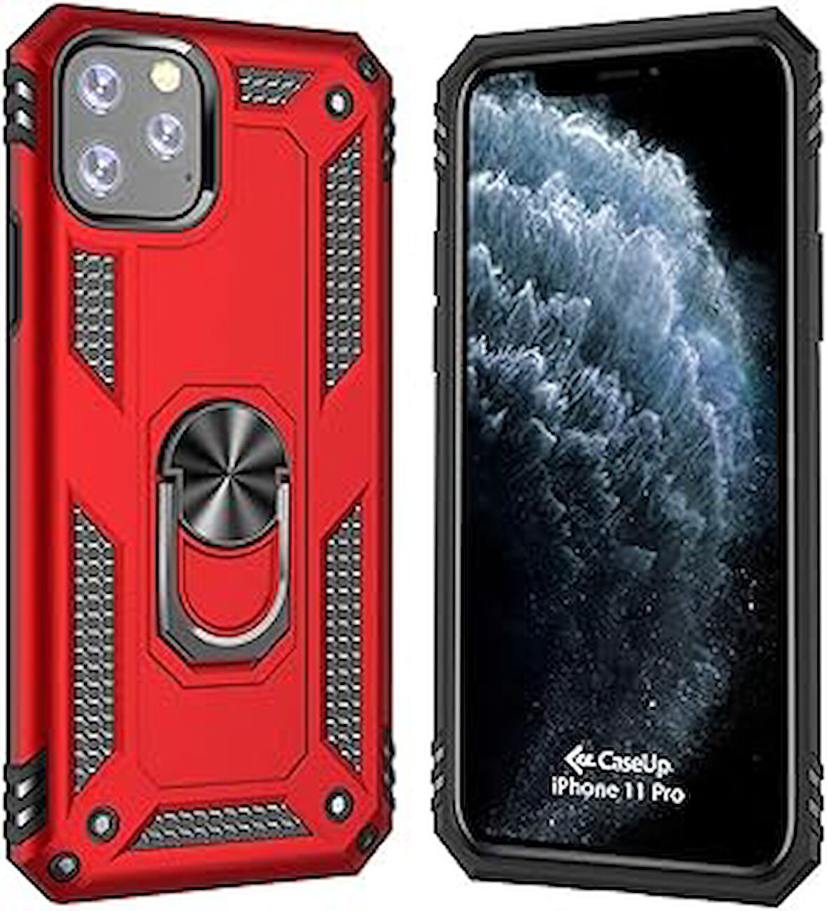 CaseUp iPhone 11 Pro, CaseUp Magnetic Ring Uyumlu Kılıf Kırmızı