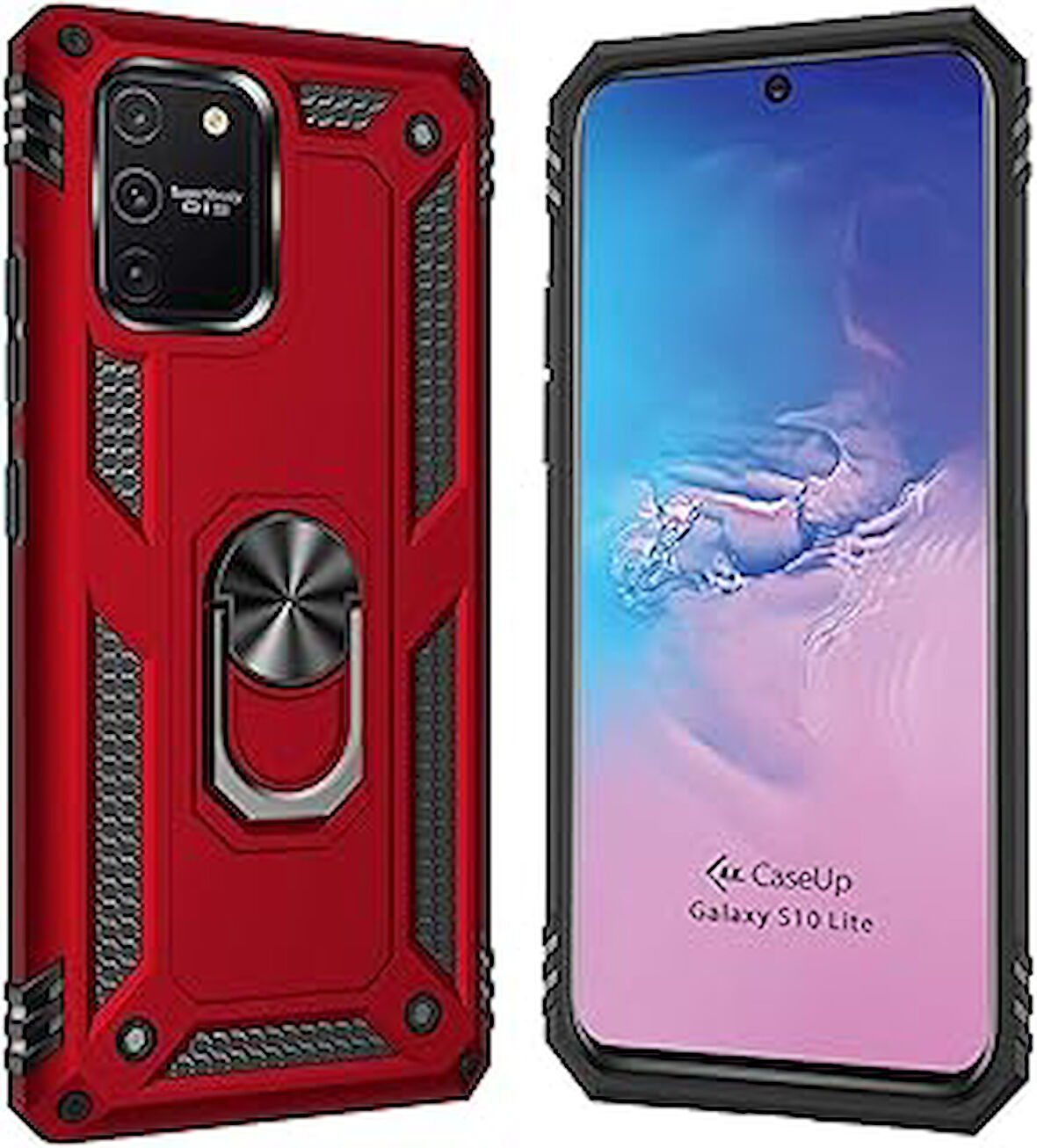 CaseUp Galaxy S10 Lite, CaseUp Magnetic Ring Uyumlu Kılıf Kırmızı