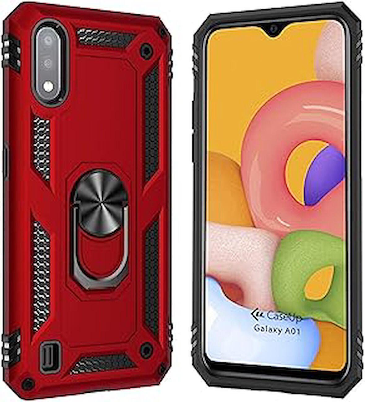 CaseUp Galaxy A01, CaseUp Magnetic Ring Uyumlu Kılıf Kırmızı