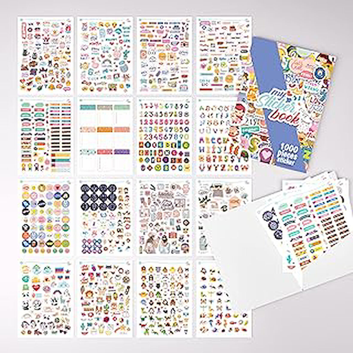 colortouch Sticker Set - Çocuklar, Kızlar, Gençler ve Yetişkinler için 1000 Adet Çıkartma Seti - Scrapbook Sticker - Laptop, Günlük, Ajanda ve Planner için Bullet Journal Sticker Koleksiyon Kitabı