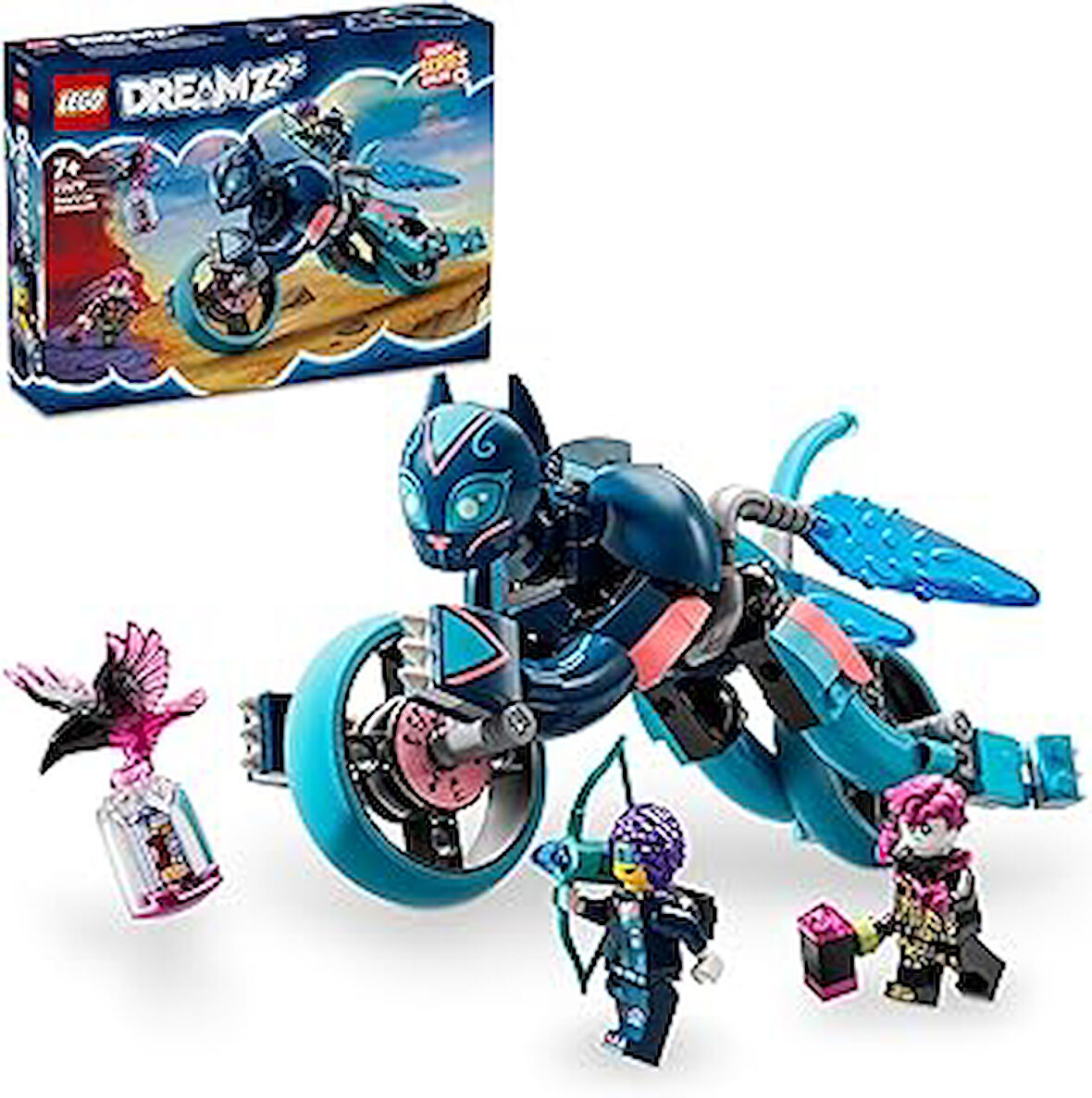 DREAMZzz Zoey’nin Kedi Motosikleti 71479 – 7 Yaş ve Üzeri Çocuklar için 2 Minifigür İçeren Oyuncak Motosiklet Yapım Seti