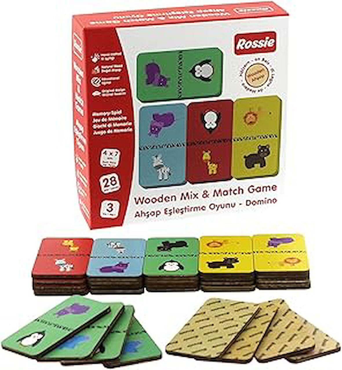 48004 Ahşap Eşleştirme Oyunu Domino Game, Çok renkli