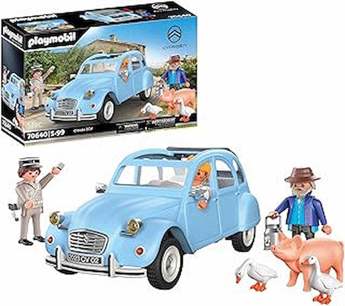 Playmobil 70640 Klasik Araba Citroën 2CV, çıkarılabilir kapaklı teneke salyangoz, otomobil tutkunları için koleksiyon parçası, koleksiyoncular ve 5 yaş ve üzeri çocuklar için oyuncak