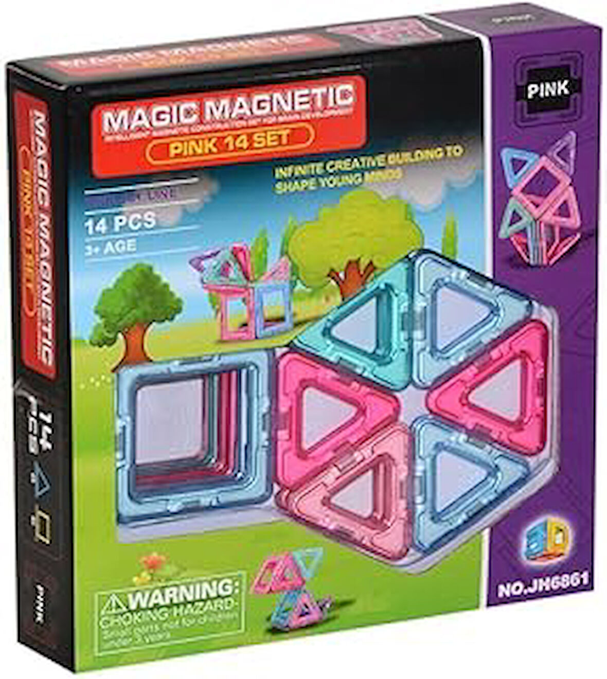 Kızılkaya Magnetic Manyetik 14 parça Üçgen Pink Set KZL-JH6861