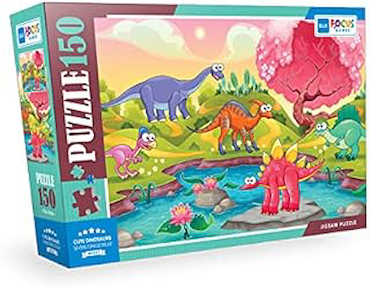 Blue Focus Cute Dinosaurs - Puzzle 150 Parça