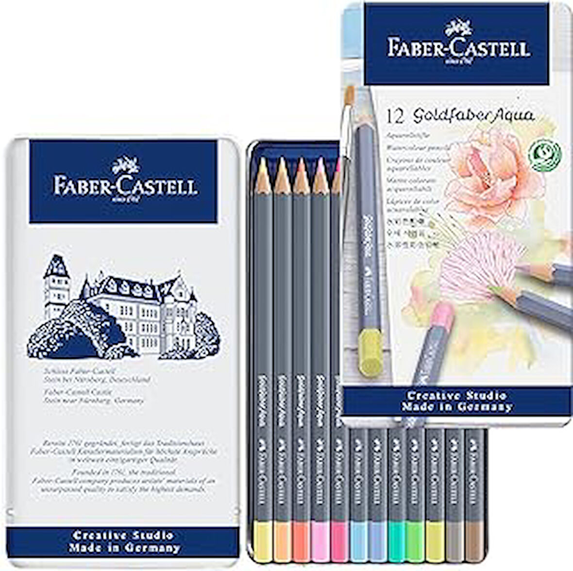 Goldfaber Aqua Pastel Renkler Boya Kalemi 12'li Metal Kutu