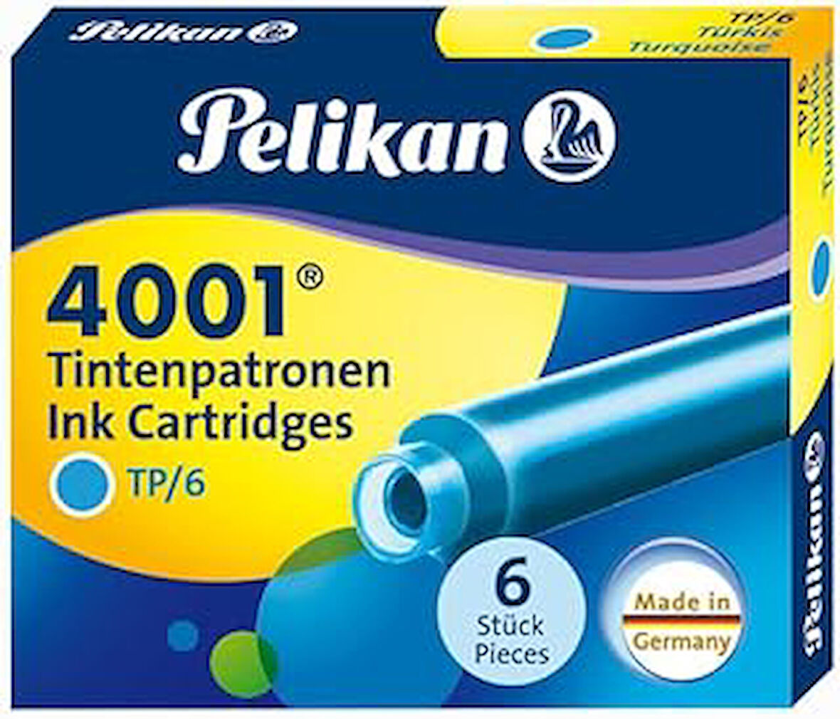 Pelikan Kartuş Serisi Tp6x Dolmakalem Kartuşu, Turkuaz