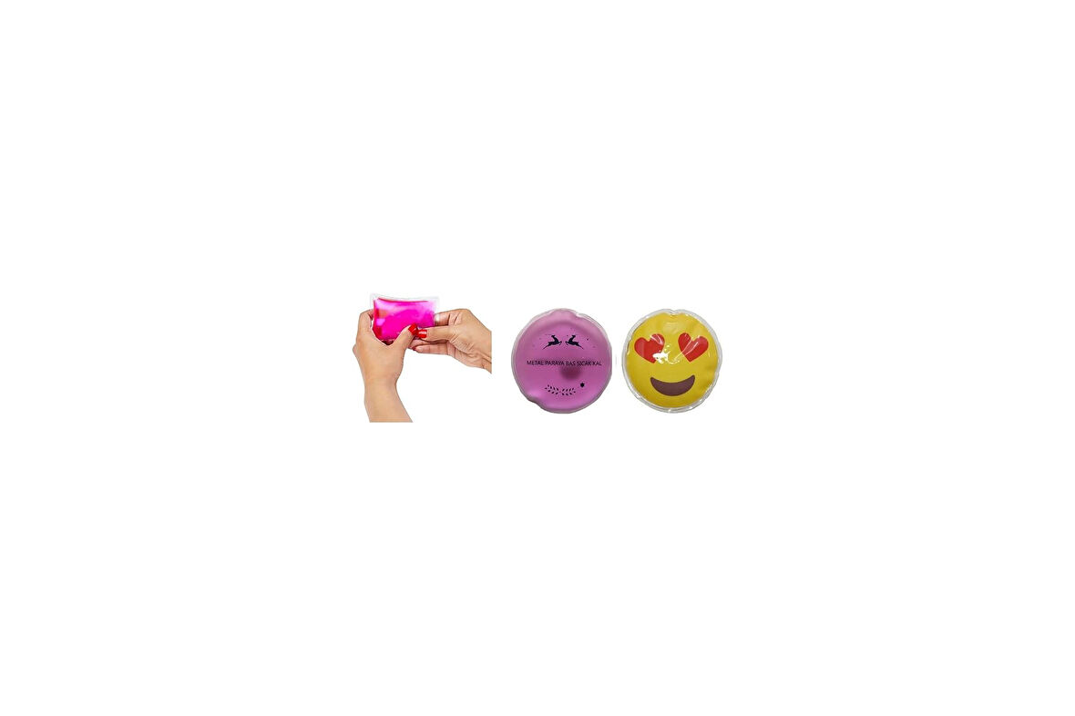 Bosphorus Homi KALP EMOJİ PEMBE CEYLAN CEP SOBASI,EL ISITICI,2 ADET SICAK SU TORBASI PVC 9cm