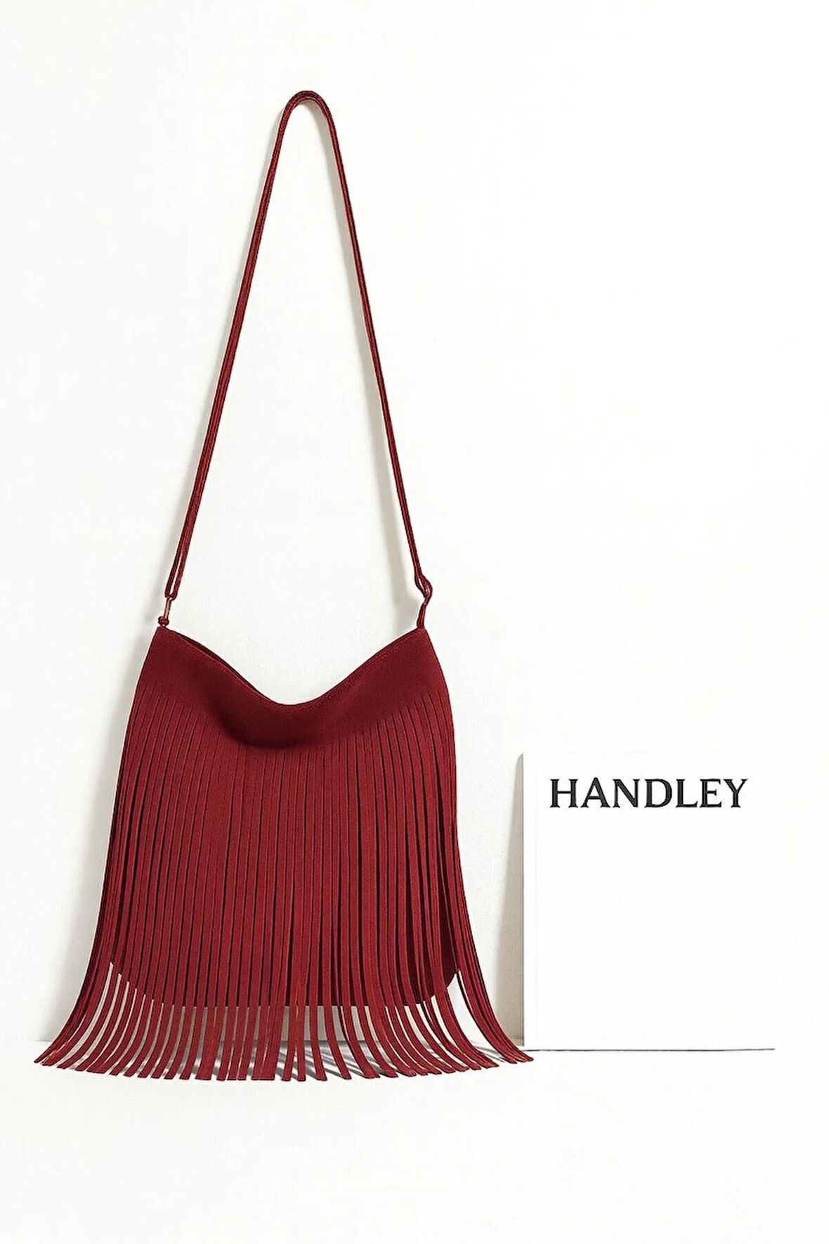 Püskül Detaylı Lüks Süet Omuz Çantası