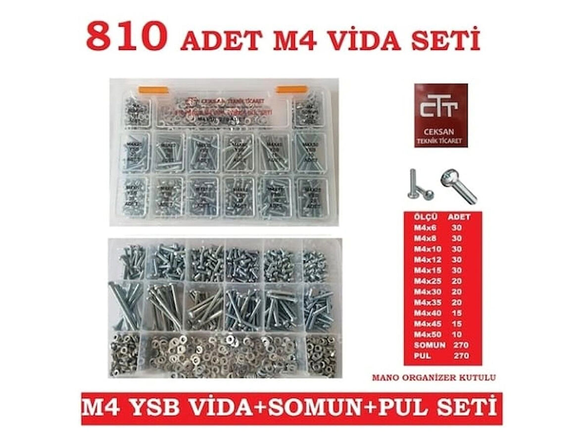 M4 Ysb Vida Somun Pul Seti 810 Adet