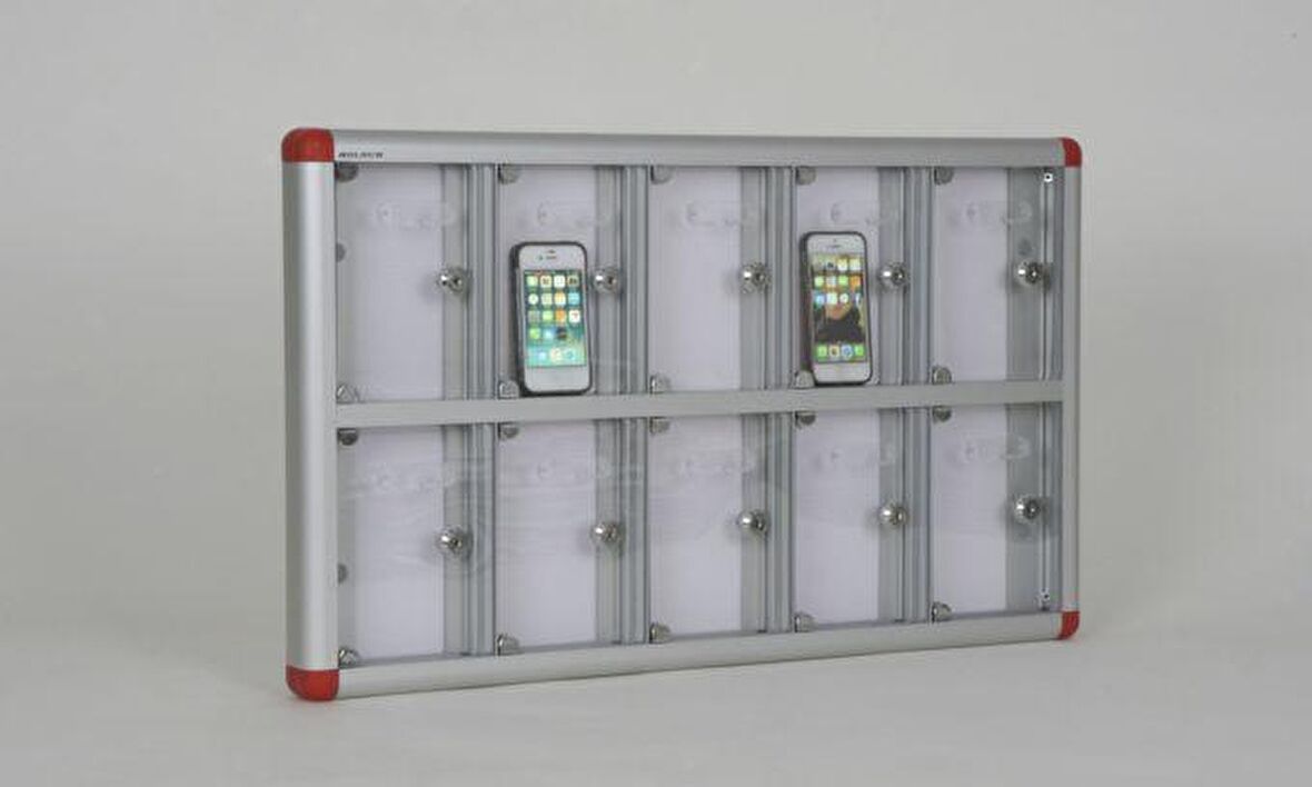 10 GÖZLÜ ALÜMİNYUM CEP TELEFONU DOLABI 5 X 72 4 X 42 6 h/cm 1