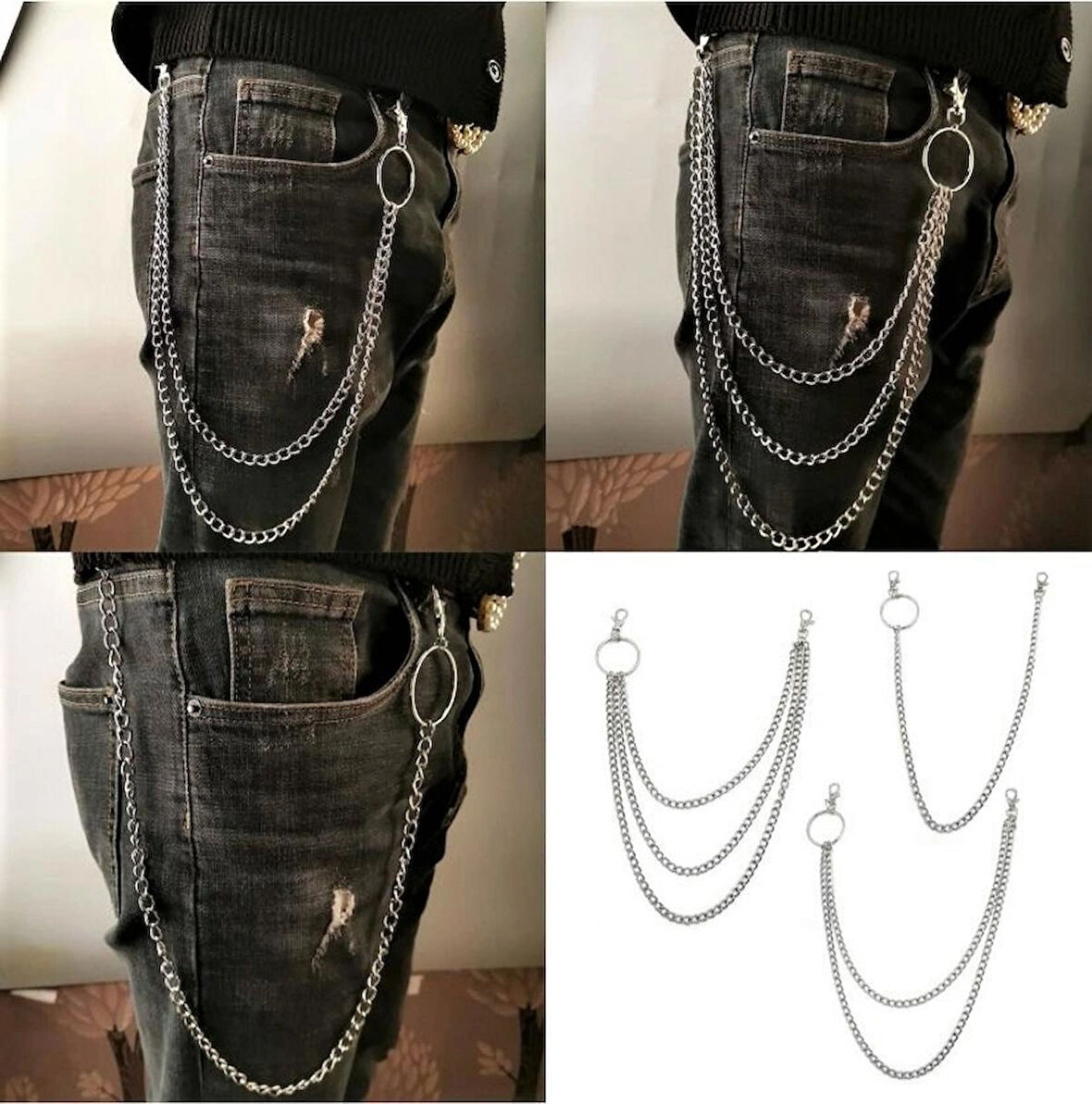 Style 2 Pantolon Zincirleri Üçlü Zincir 