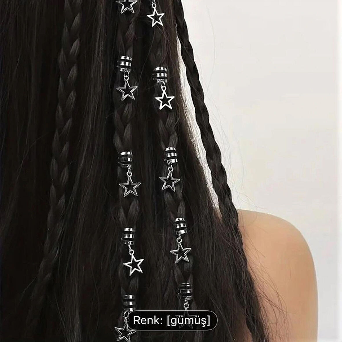 CemY Gümüş Yıldız Saç Aksesuarı 10 Adet