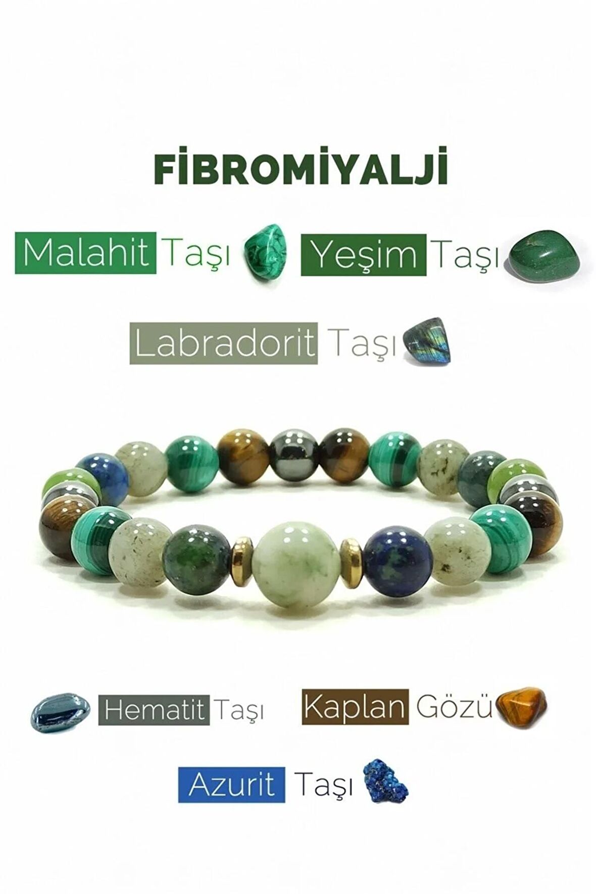 FİBROMİYALJİ Doğal Taş Bileklik ( Sertifikalı)