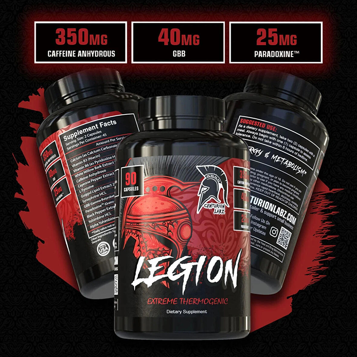 CENTURİON LABZ Legion Termojenik Fat burner + İştah kesici (Alpha Yohimbine) 90 CAPS