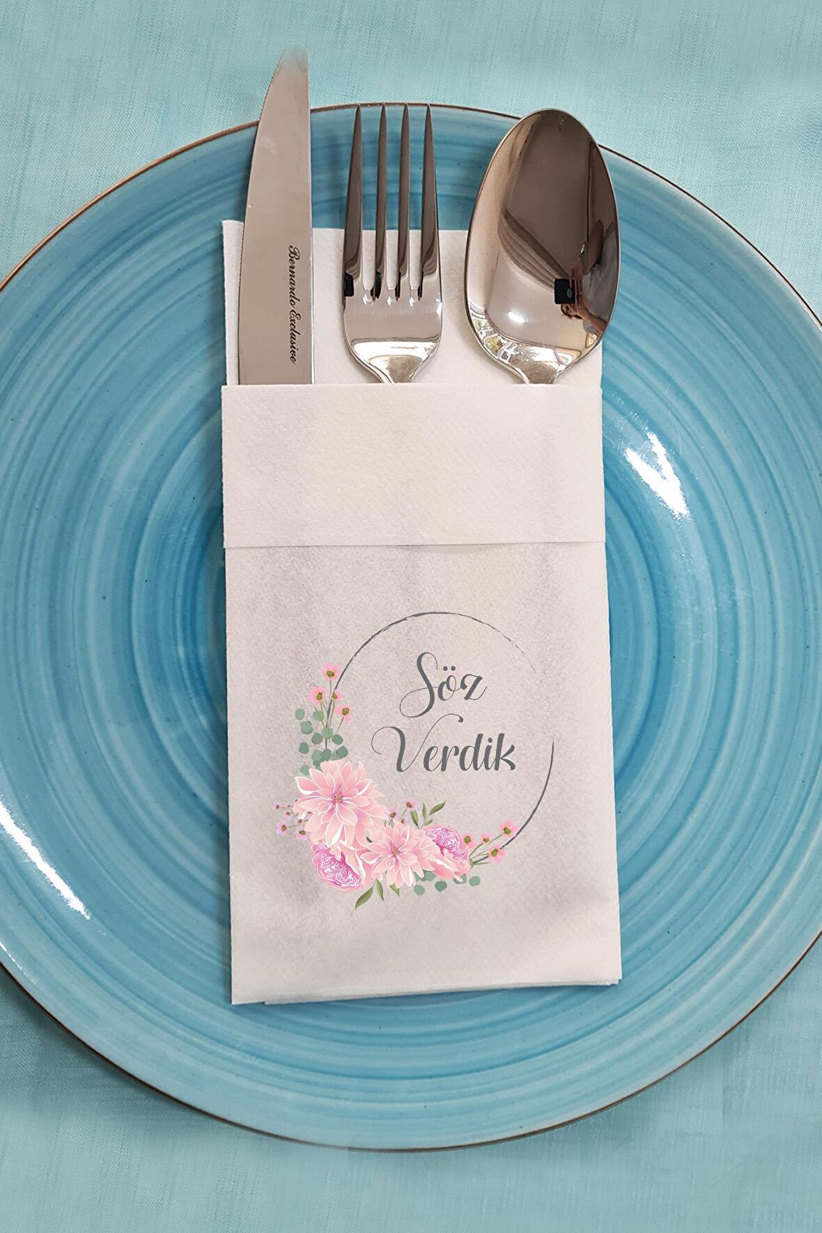Kumaş Dokulu Cepli Söz Masası Peçetesi