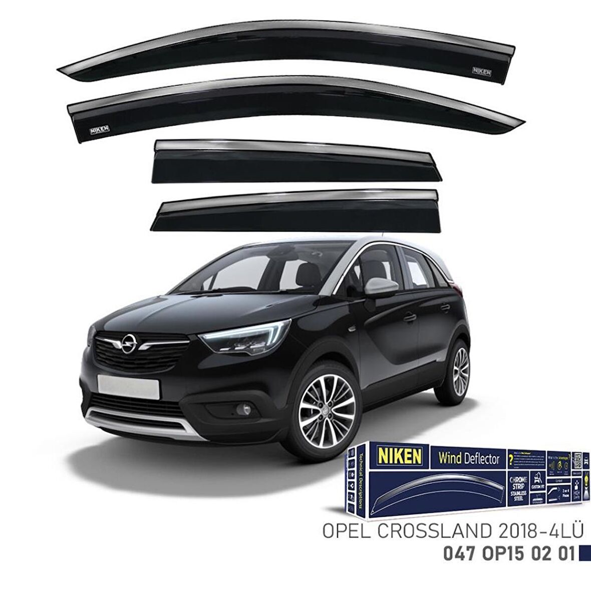 Opel Crossland X Niken Kromlu Cam Rüzgarlığı 4lü Set 2018 ve Üstü