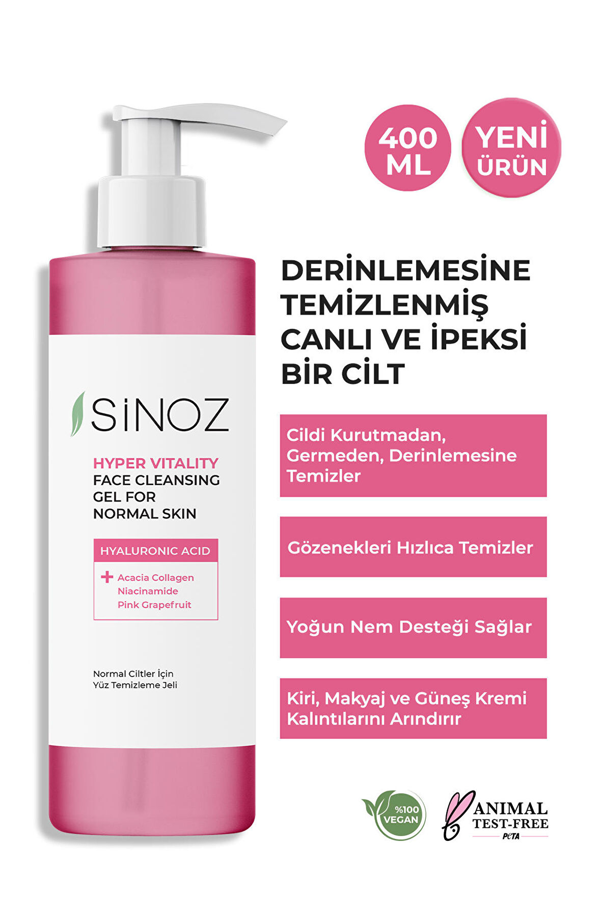 Sinoz Normal Ciltler için Yüz Temizleme Jeli 400ML