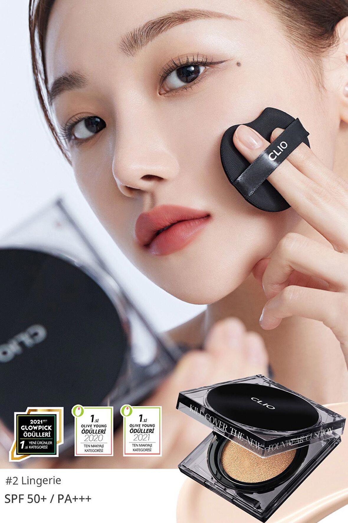 Kalıcı Kapatıcı Cushion Clio Kill Cover The New Founwear Cushion+Refill (2Lingerie) SPF50+PA+++