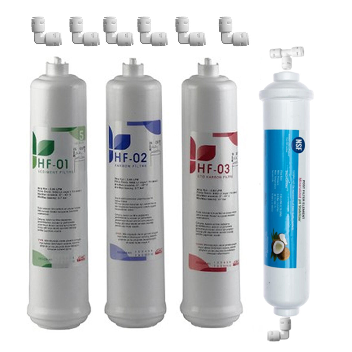 SULOOK Kapalı Kasa Su Arıtma Cihazlarına Uyumlu Üstten Çift Çubuklu Inlıne 4'lü Filtre Seti 