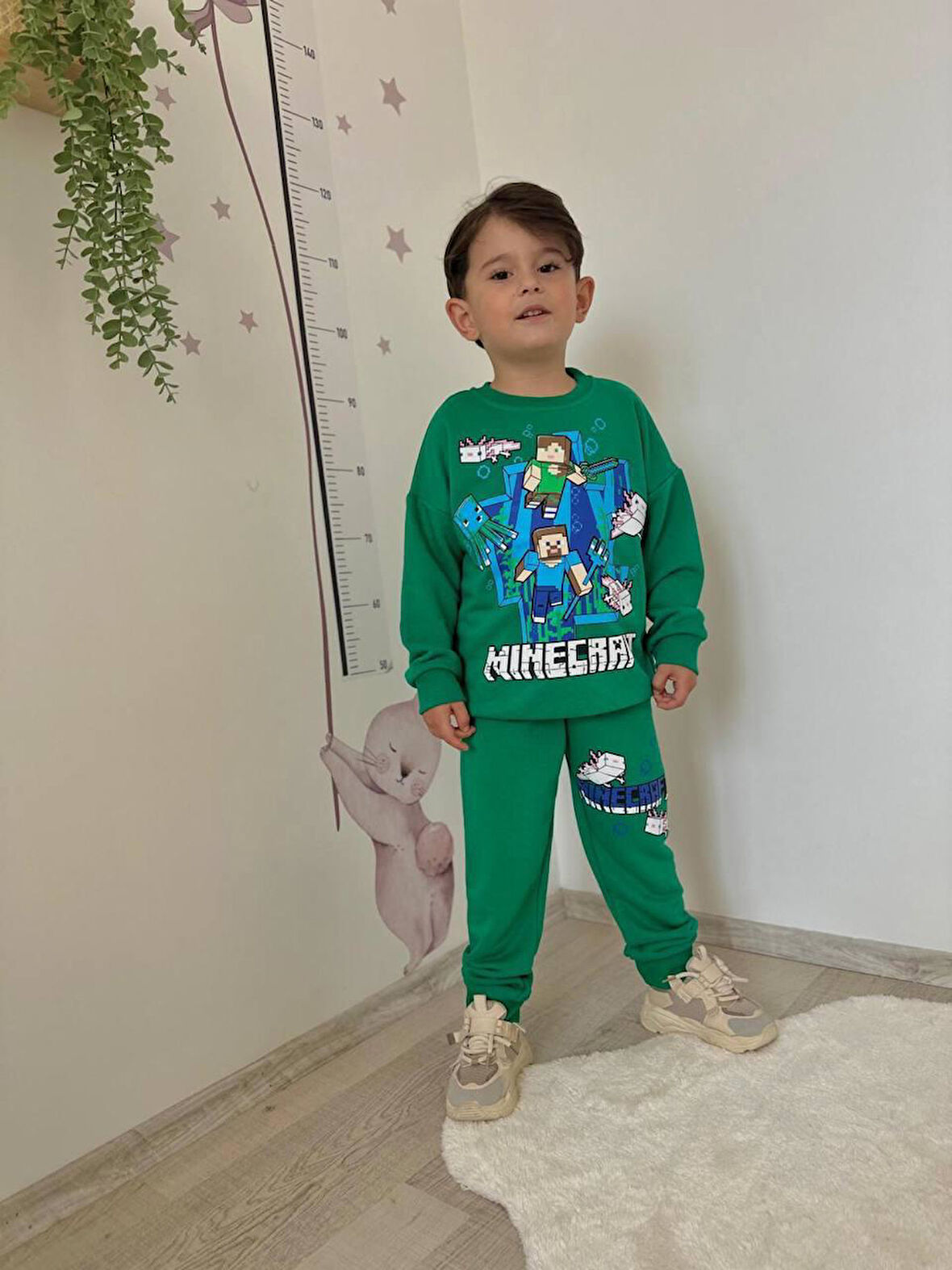 Cg Kids Minecraft Baskılı 3 Iplik Erkek Çocuk Alt Üst Süper Tarz Takım