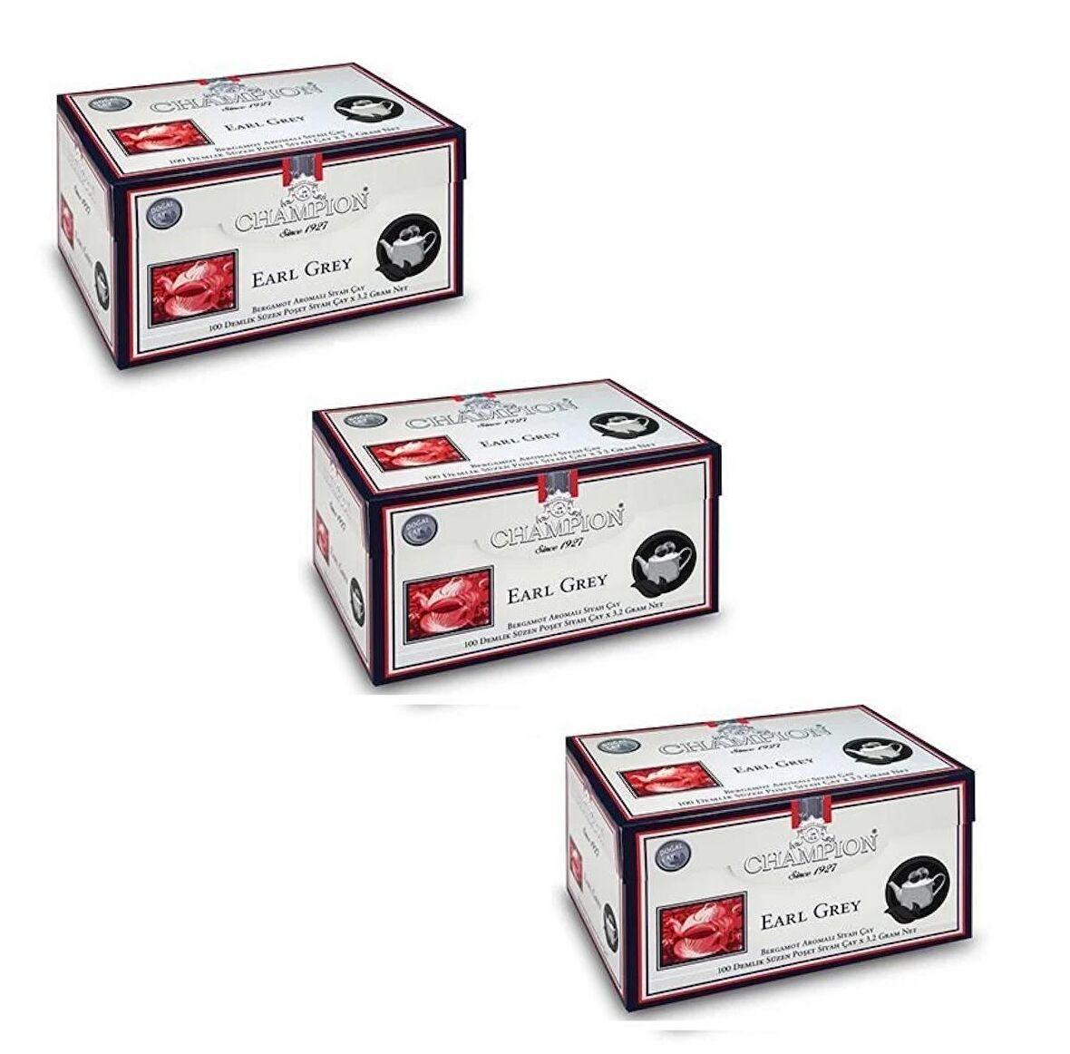 Champion Earl Grey Demlik Poşet Bergamot Tomurcuk Çayı ( 100 * 3.2 Gr ) X 3 Paket